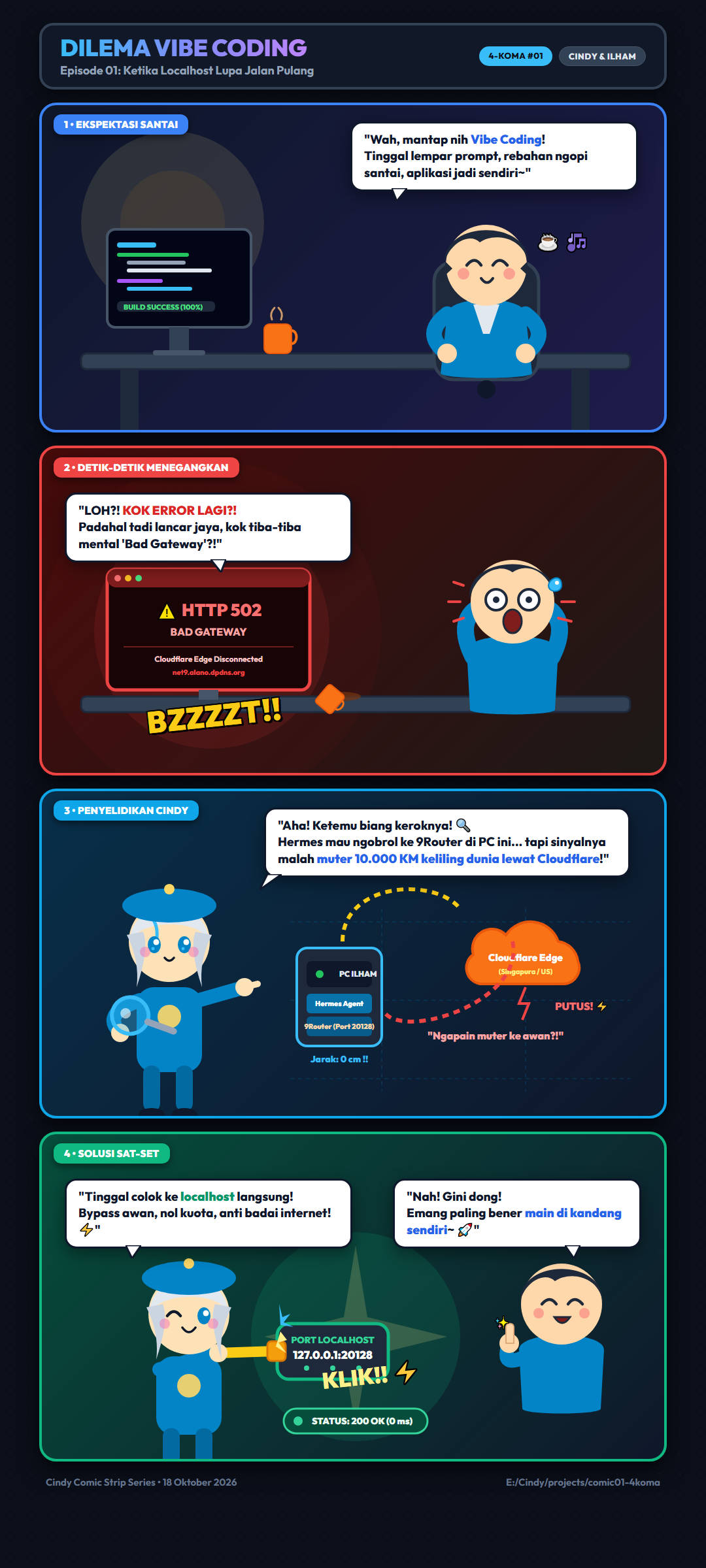 Comic Strip 4-Koma Dilema Vibe Coding